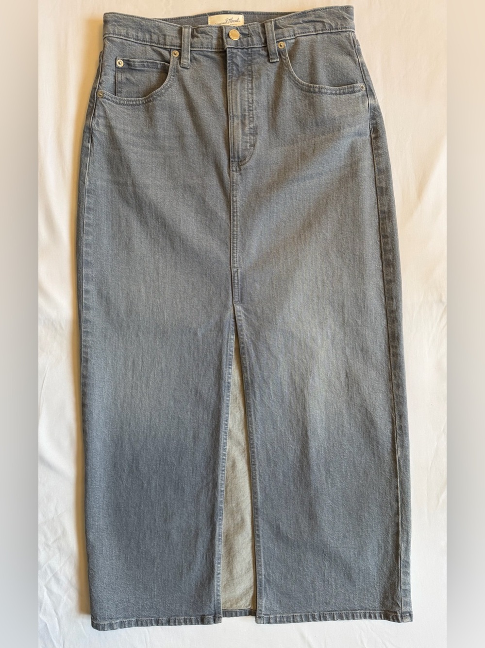 Universal Thread Women's Gray Straight Denim Skirt with Front Slit